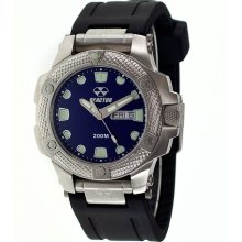 Reactor Meltdown Men's Stainless Dive Watch - Black Rubber Strap - Blue Dial - 72803