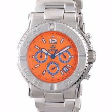 Reactor Mens Critical Mass Chronograph Stainless Watch - Silver Bracelet - Orange Dial - 75608