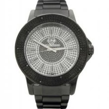 Real Diamond Super Techno Watch Radiant Dial All Black Metal