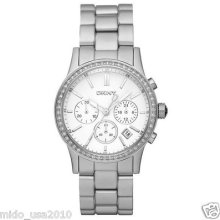 Real Dkny Ny8321 Chronograph Silver Aluminum Lady Watch