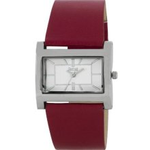 Rebel Women's Quartz Watch With Silver Dial Analogue Display And Red Plastic Or Pu Strap Reb2023