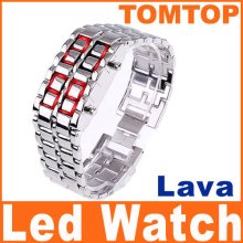 Red LED Digital Lava Style Faceless Watch For Women