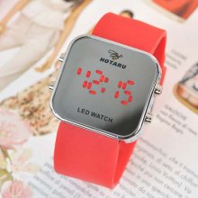 Red LED Sports Digital Wristwatch with Mirror Function Bright Red One