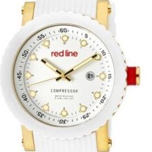 Red Line Men's Compressor Silicone Round Watch Dial/Strap Color: Black, Case/Marker Color: Silver, Hand Color: Silver, black/silver