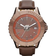 Relic Men's Brown Band with Orange Dial Watch