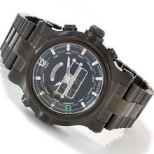 Renato T-rex Ana-digi Alarm Sapphire Crystal Black Ip Men's Watch