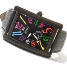 Ritmo Mundo Men's Gran Data Swiss Made Quartz Black Leather Strap Watch