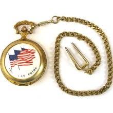 Rivera Gold Tone American Pride Pocket Watch