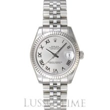 Rolex Datejust 31MM Jubilee Stainless Steel Fluted White Gold Bezel Silver Roman Lady's Timepiece - 178274SRJ