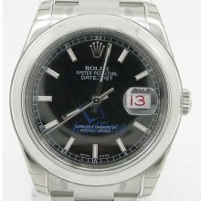 Rolex Datejust Black Index Dial Oyster Bracelet Mens Watch