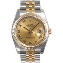 Rolex Datejust Champagne Roman Dial Jubilee Bracelet Two Tone Mens Watch 116233CRJ