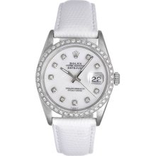 Rolex Datejust Ladies Stainless Steel Watch 16200 Custom Diamond Dial & Bezel