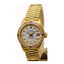 Rolex Ladies President White Diamond Dial Watch - Yellow Gold Preowned