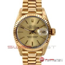 Rolex Ladies President Yellow Gold Champagne Stick Fluted Bezel