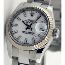 Rolex Lady Datejust 18k White Index Dial 179174 Watchchest