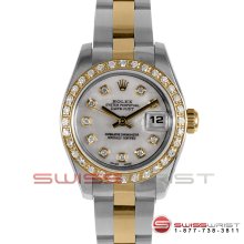 Rolex New Style Ladies Datejust 2T 179163 MOP Diamond Dial Oyster