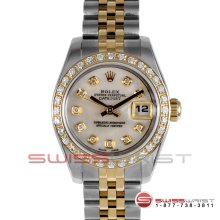 Rolex New Style Ladies Datejust 2T 179163 MOP Diamond Dial - Bezel