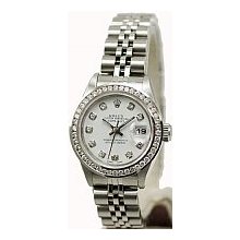 Rolex Preowned Ladies Datejust 1ct Channel Diamond Bezel/White Dial