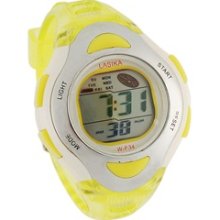 Round Dial Digital Electronic Watch with Plastic Strap (Yellow)