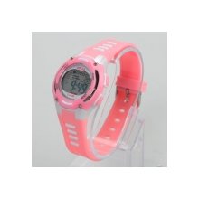 Rubber Band Children Sport Style Square Digital LED Wrist Watch Pink