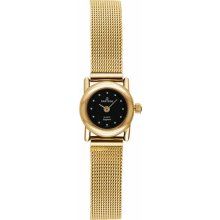 Sartego Ladies Gold Tone Petite Dress Black Dial Mesh Band SVT611