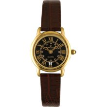 Sartego Sed672r Ladies Watch Gold Tone Toledo Dress Black Dial