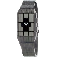 Seahope Unisex Lines Analog Stainless Watch - Silver Bracelet - Black Dial - SEALASV