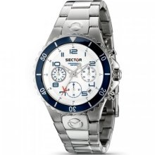 Sector Ladies Watch R3273611045 In Collection 175, Chrono 38Mm, With White Dial And Stainless Steel Bracelet