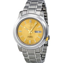 Seiko 5 Automatic Stainless Steel Gold Dial Mens Watch SNKK13