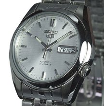 Seiko 5 Latest Mens Auto Silver Face Day & Date Snk355k1