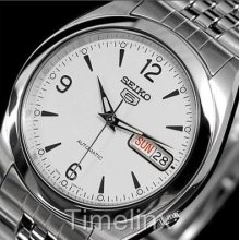 Seiko 5 Mens Automatic Watch White Dial Snk131k - Box & Warranty - Uk