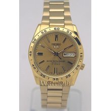 Seiko 5 Mens Sporty Gold Automatic 21jewels Day/date W/r Watch Snke06k1