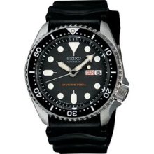 Seiko Black & Silver Automatic Diver`s 200m Water Resistant Watch