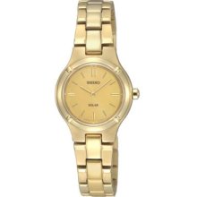 Seiko Ladies Gold Plated Solar Powered Bracelet Watch Sup068p1