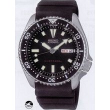 Seiko Men`s Automatic Dive Watch W/ Black Urethane Strap