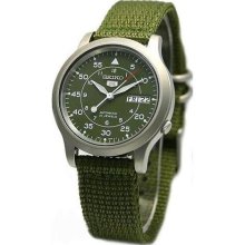 Seiko Men's Seiko 5 Green Dial Green Fabric Automatic Watch ...