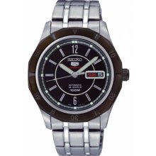 Seiko Men's Stainless Steel Case and Bracelet Black Dial Day and Date Displays SRP297