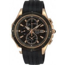 Seiko Snaf14 Men's Watch Coutura Rose Gold Alarm Chronograph Black Dial