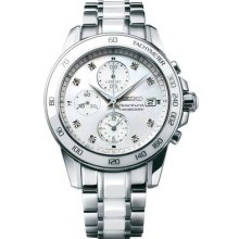 Seiko Sndx95 Women's Sportura Chrono Diamond Mop Dial Ceramic Watch