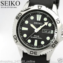 Seiko Sne107p2 Sne 107 Solar Scuba Diver X-large Bezel Dial Gear Watch Top Gt Rs
