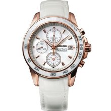 Seiko Sportura Sndx98 Chrono Rose Gold Tone Stainless Ladies Watch