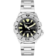 Seiko Watches Men's Automatic Black Monster Stainless Steel Black Dial