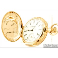 Seth Thomas OS 7J LS vintage ladies pocket watch, heavy yellow gold filled fully engraved hunting case
