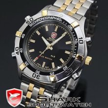 Shark Led Digital Date Day Alarm Men Quartz Stainless Steel Sport Watch