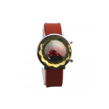 Shining Crystal Silicone Band Steel Case Digital Display LED Wrist Watch Brown