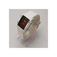 Silicone Elegant Pointer & Digital Display LED Wrist Watch White