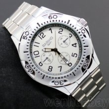 Silver Chronograph Dial Racing Sport Steel Men Women Quartz Wrist Watch Gift