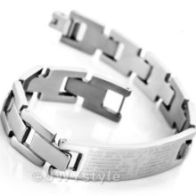 Silver Cross Bible Stainless Steel Men Bracelet Bangle Wrist Chain Us39c999