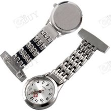 Silver Nurse Doctor Brooch Pocket Pendant Quartz Watch