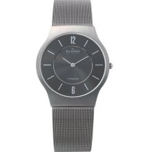 Skagen 233LTTM Titanium Mesh Black Dial Steel Bracelet Men's Watch